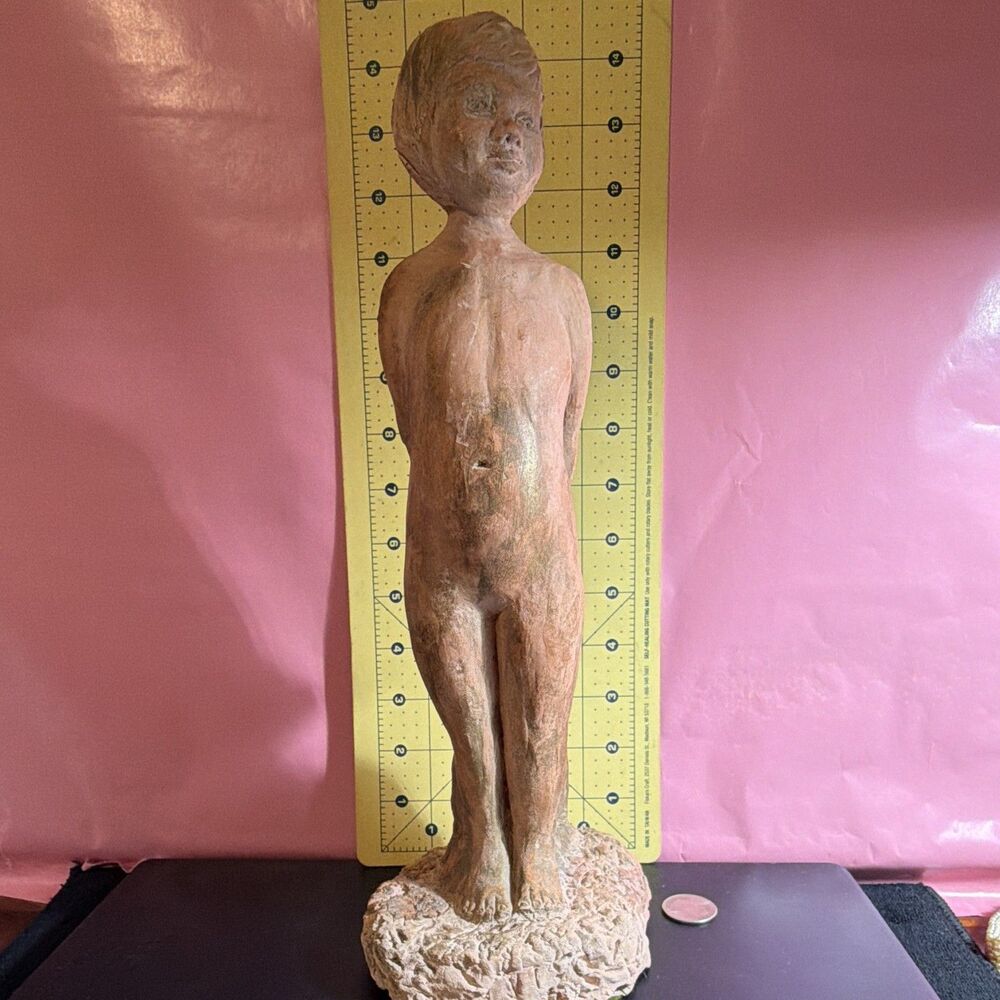 Boy Figurine 12 in Vintage 1969 Austin Prod. Clay Sculpture – Standing Boy